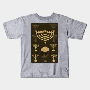 Happy Hanukkah Festival! Jewish Holiday Hanukkah Gold Menorah Vintage Decoration Kids T-Shirt